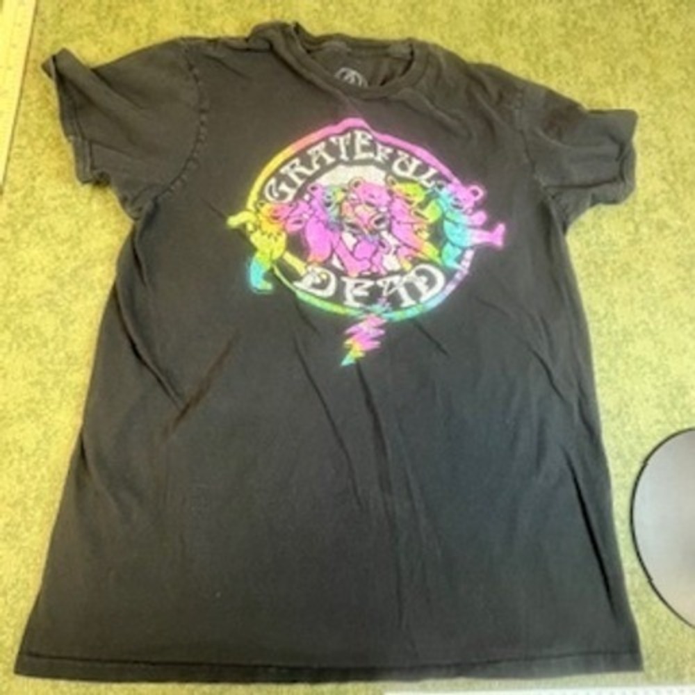 Grateful Dead Dancing Bears Rainbow Tie Dye Graphic T-Shirt Mens Medium Black
